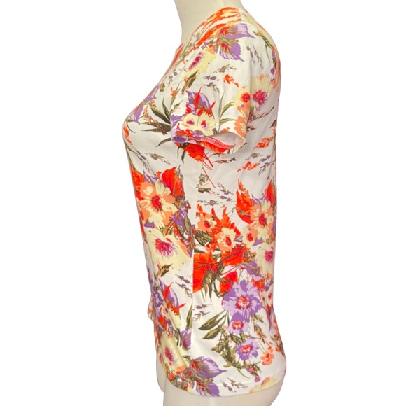 Floral Print Short Sleeve Cotton Top - Picture 3 of 6